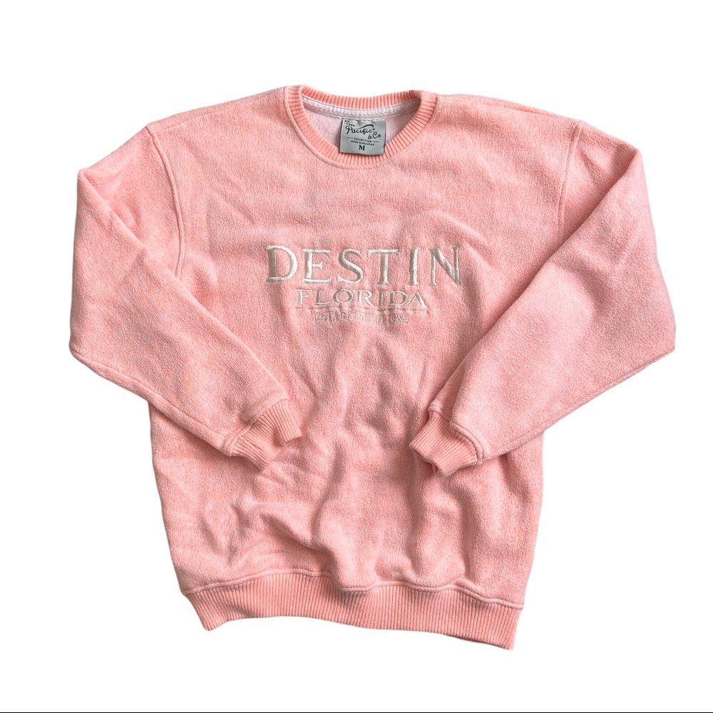 Pink Sweatshirt with Destin Florida Embroidery